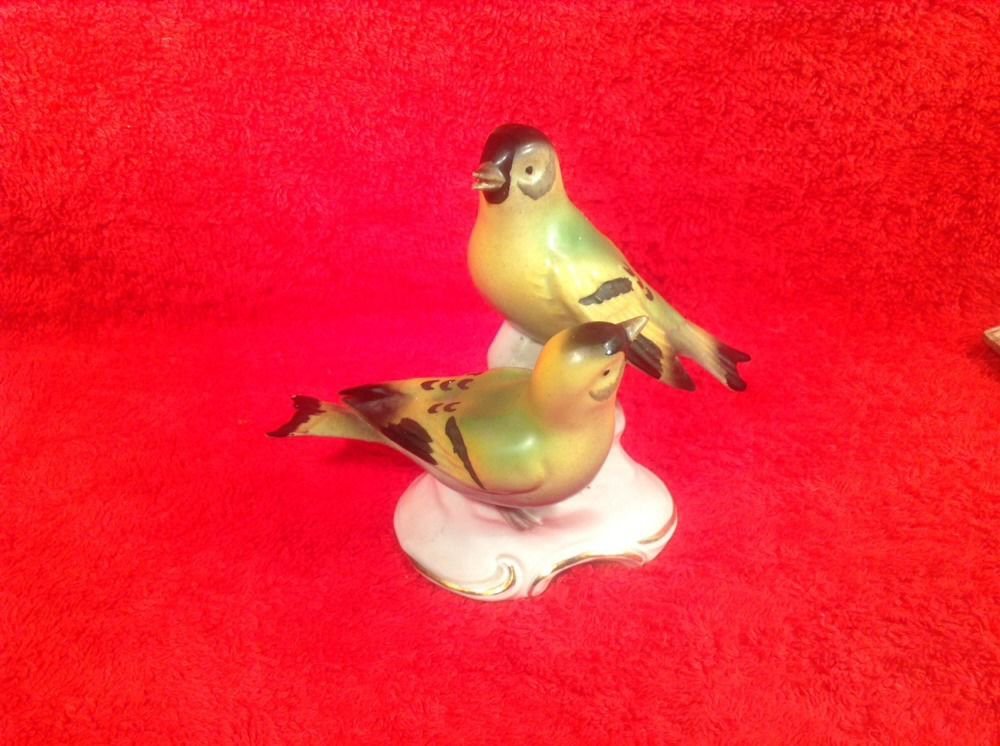 Vintage German Porcelain Lovebirds Finches Imported By ERPHILA