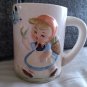 Vintage Coffee Cup Mug Japan Girl with Bluebird