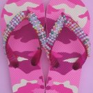 Beaded Camo Flip Flops for Girl's