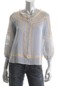 NWT Cynthia Steffe 100% Silk Ruffled Lace Top Blouse SMALL Retail $285