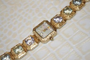 Jules Jurgensen Ladies Watch, 6 Large Multicolored GENUINE Amethysts A169Y