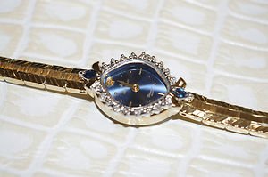 Jules Jurgensen Ladies Watch, 2 GENUINE Marquise Sapphires, 6 GENUINE Diamonds