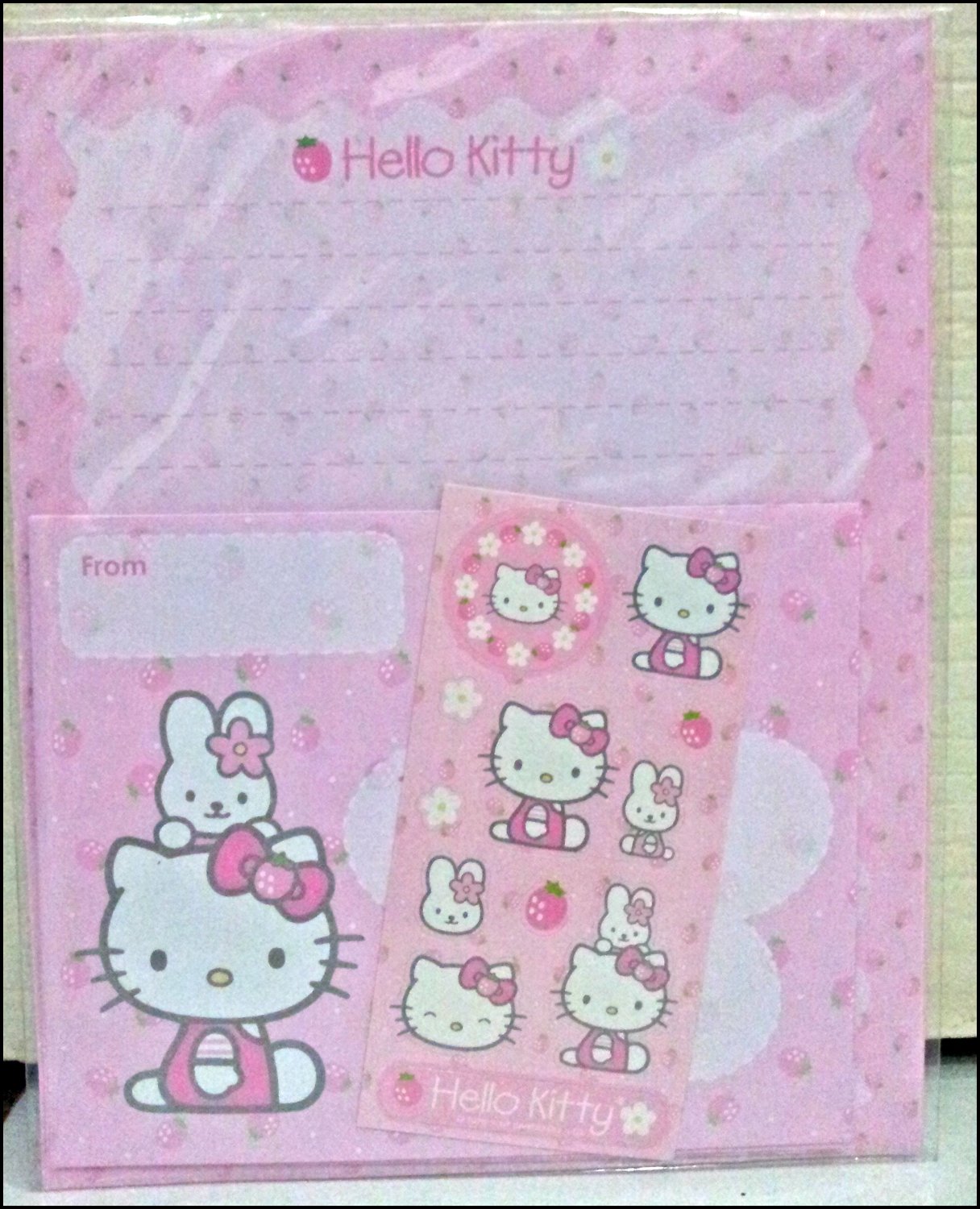 Kawaii Hello Kitty Letter Set: Pink