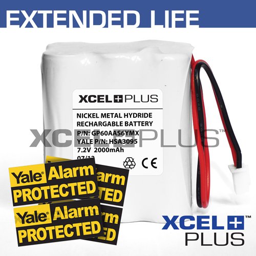 Yale HSA3095 2000mA Alarm Control Panel Battery with 3X Window Stickers