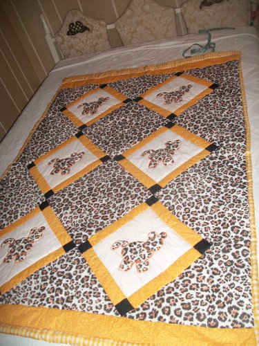 HANDMADE BABY QUILT - "ZOO BABIES"  - LEOPARD