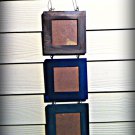 Wooden Hand Painted Hanging Tryptic Picture Frame for Three Photographs, Brown, Blue, Green