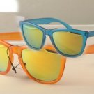 2 PAIRS Crystal Color frog skin style glasses gold mirrored lens Orange and blue