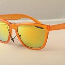 Crystal Orange Sunglasses Gold mirrored lenses 80s frog skin sport style retro