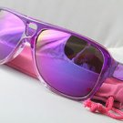 Funky purple mirrored aviator sunglasses stunna 80s dispatch style With Pouch