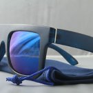 Blue/Blue Funky Matte Flat Top crazy 80s mirrored sunglasses retro style
