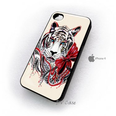White Tiger Animal Design Art iPhone 4 Case , iPhone 4 Hard Cases