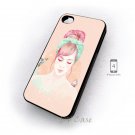 Pink hair lady Design Art iPhone 4 Case , iPhone 4 Hard Cases