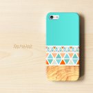 Geometric Wood IPhone 5 3D Case, Geometric Mint Wood IPhone 5 3D Cover