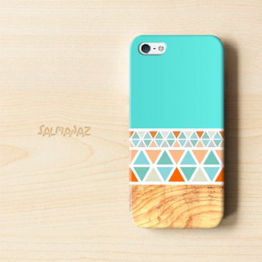 Geometric Wood IPhone 5 3D Case, Geometric Mint Wood IPhone 5 3D Cover
