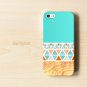 Geometric Wood IPhone 5 3D Case, Geometric Mint Wood IPhone 5 3D Cover