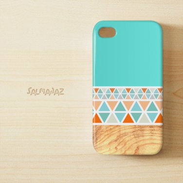 Geometric Wood IPhone 4 4s 3D Case, Geometric Mint IPhone 4 4s 3D Cover