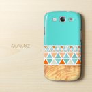 Geometric Wood Samsung Galaxy S3 I9300 3D Case, Geometric Mint Galaxy S3 I9300 3D Cover