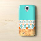 Geometric Wood Samsung Galaxy S4 I9500 Case, Geometric Mint Wood Galaxy S4 I9500 Cover