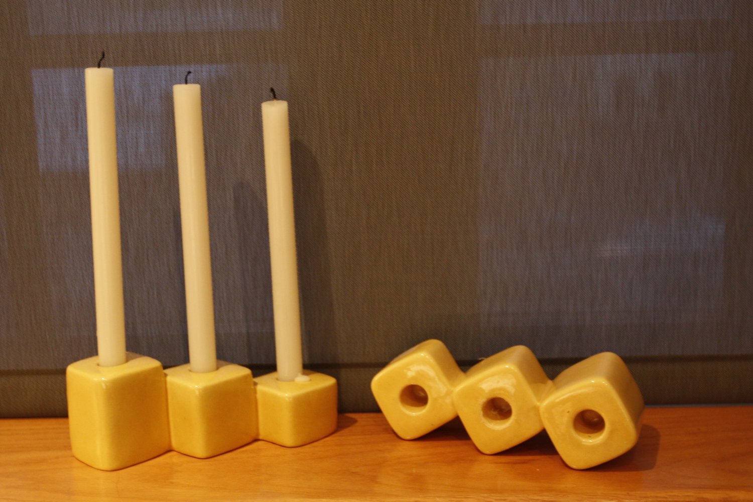 royal haeger usa yellow candle holders