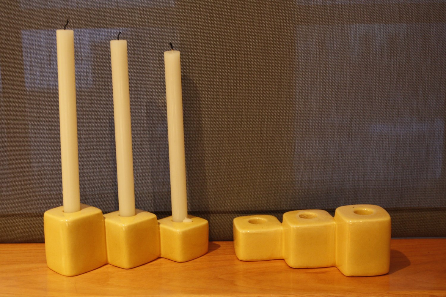 royal haeger usa yellow candle holders