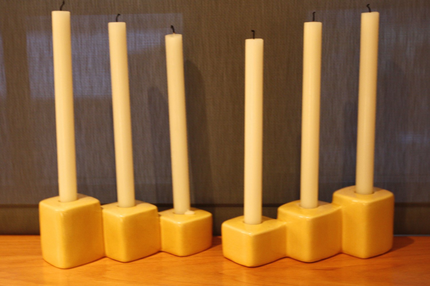 royal haeger usa yellow candle holders