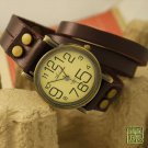 Women Leather Wrap Bracelet Watch. (BLW-111DB)