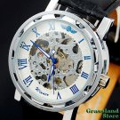 Men's Mechanical Steampunk Watch White Blue (NMW-153-WB)
