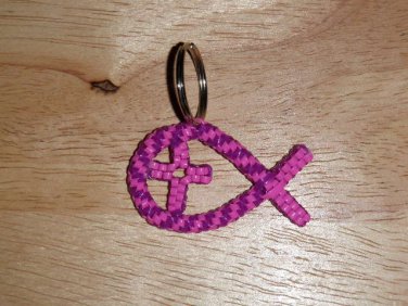 Fish key chain with cross