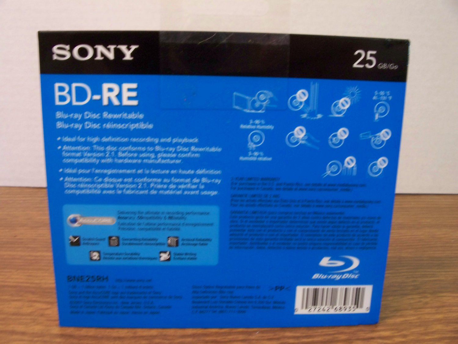 Sony BDRE BluRay Rewritable Disc (BNE25RH) 25GB 12x Full HD 1080 *NEW*