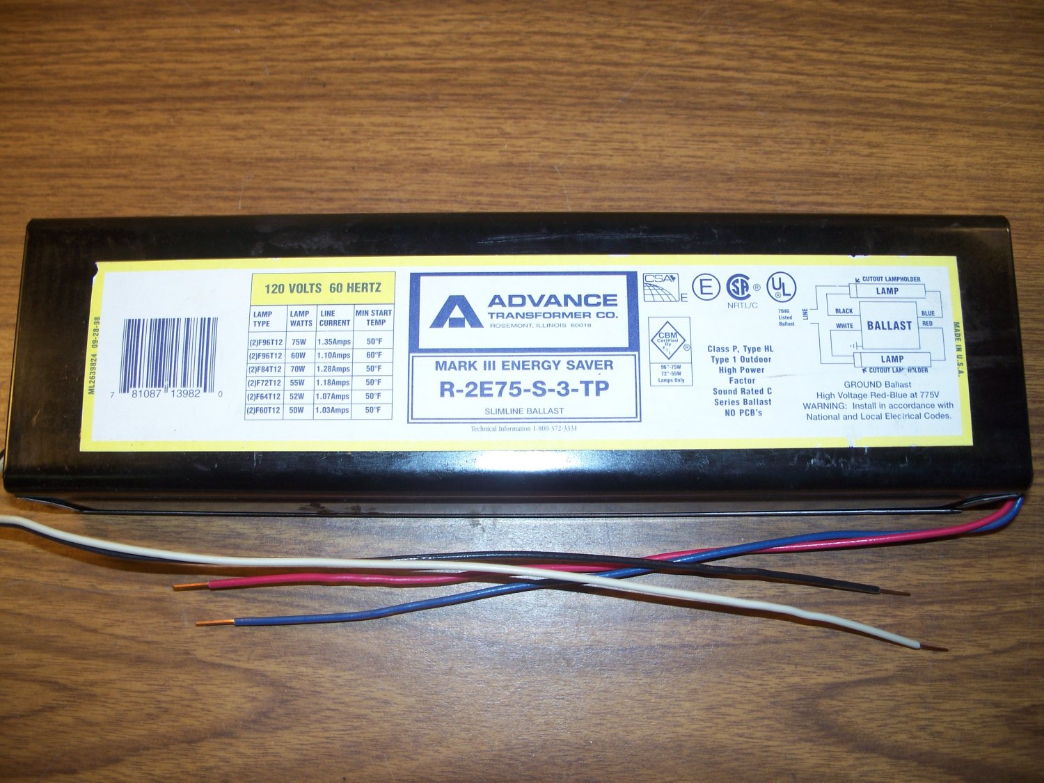 Advance R-2E75-S-TP Mark III Energy Saver Slimline Ballast (R-2E75-S-3