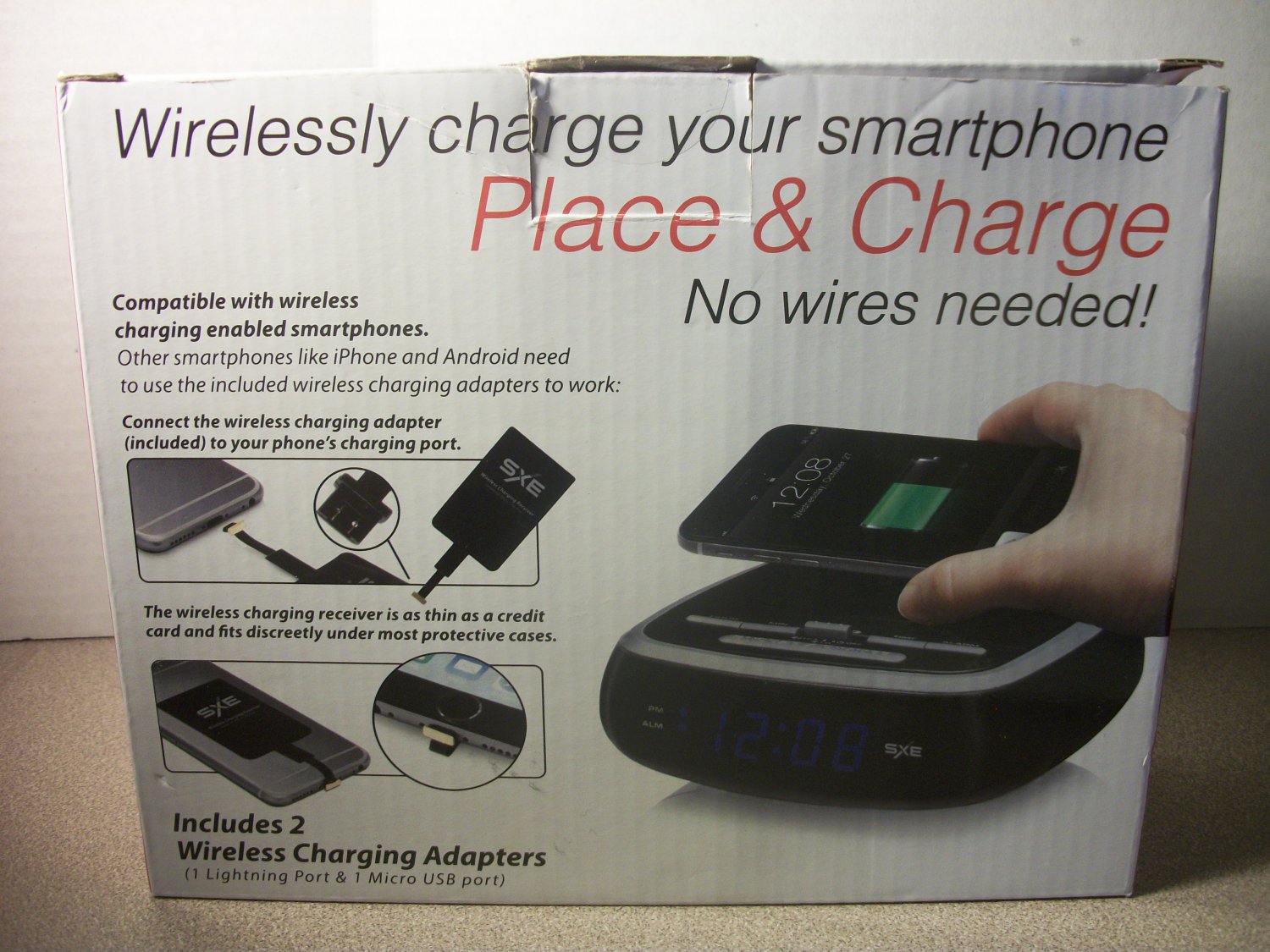 SXE Black Wireless Charging Digital Alarm Clock (SXE87001) *NIB*