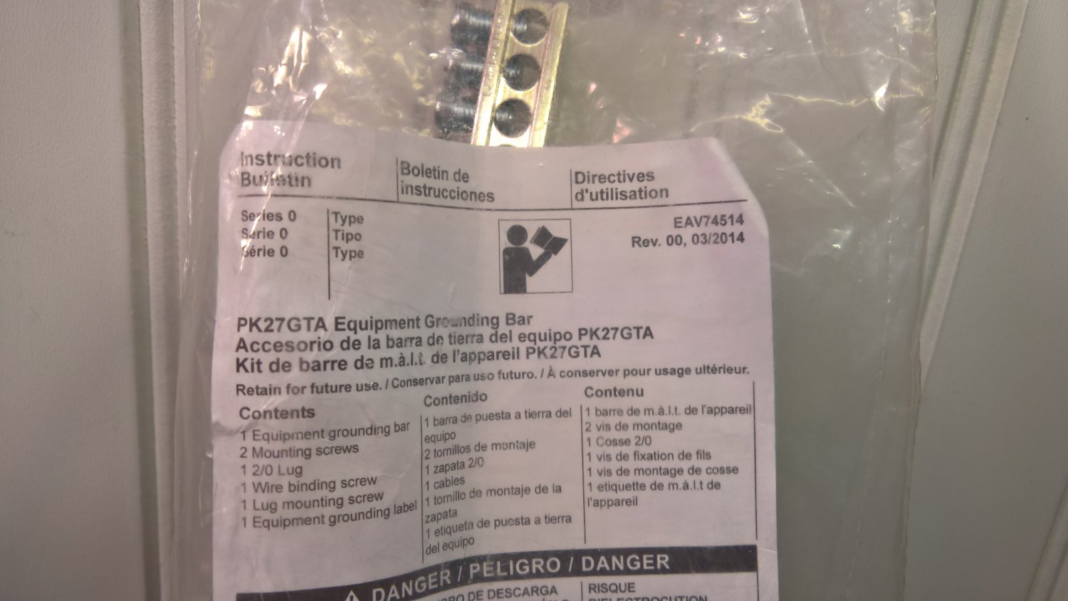 Square D Equipment Grounding Bar Pk27gta New