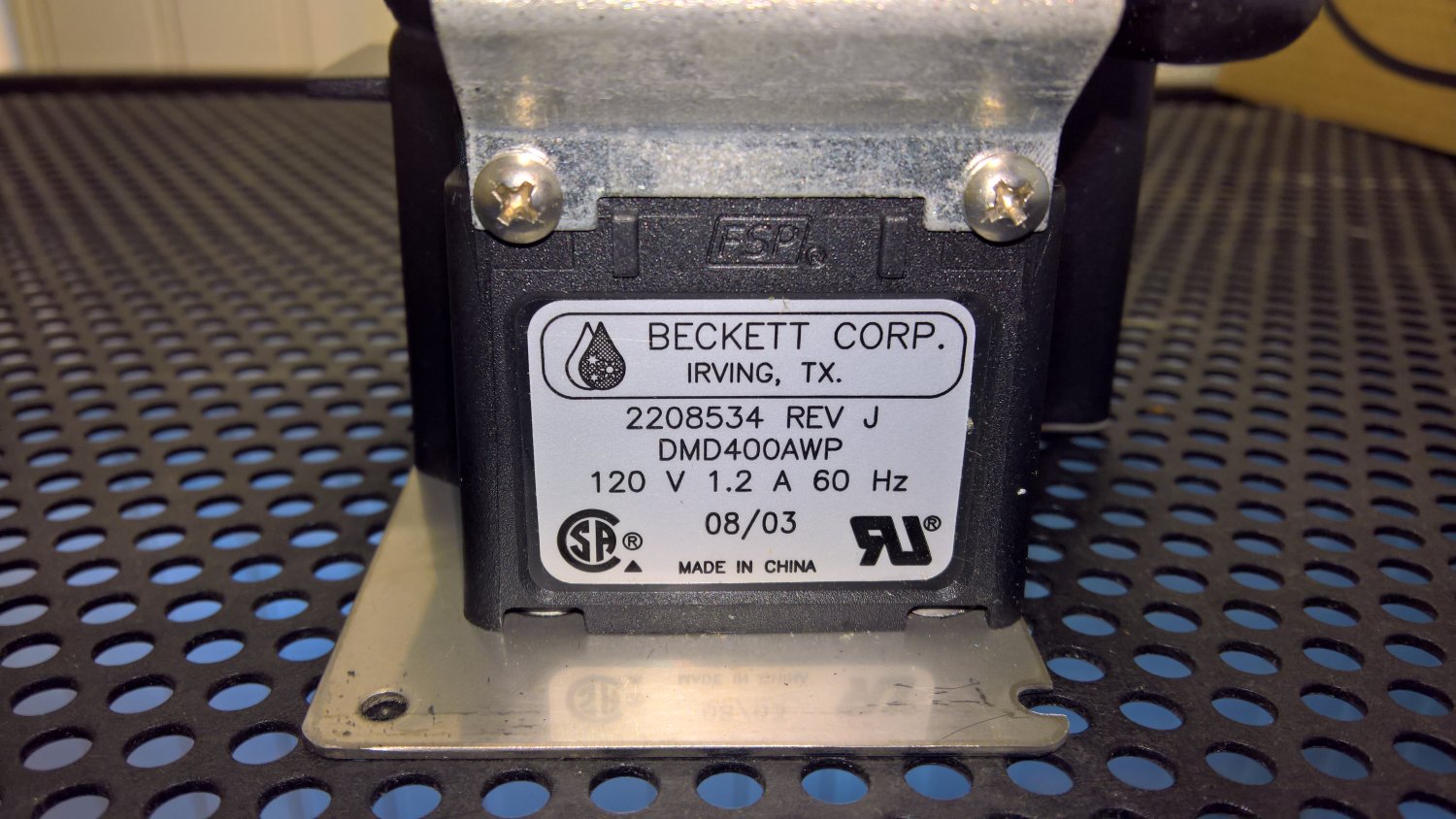 Whirlpool 1901 Ice Maker Drain Pump (2208534) Rev J (DMD400AWP) 120Volt