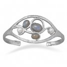 Sterling Silver Ornate Multistone Cuff