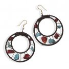 Turquoise and Coral Chip Crochet Fashion Earrings