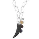 Sterling Silver Link Necklace with Multistone Drop