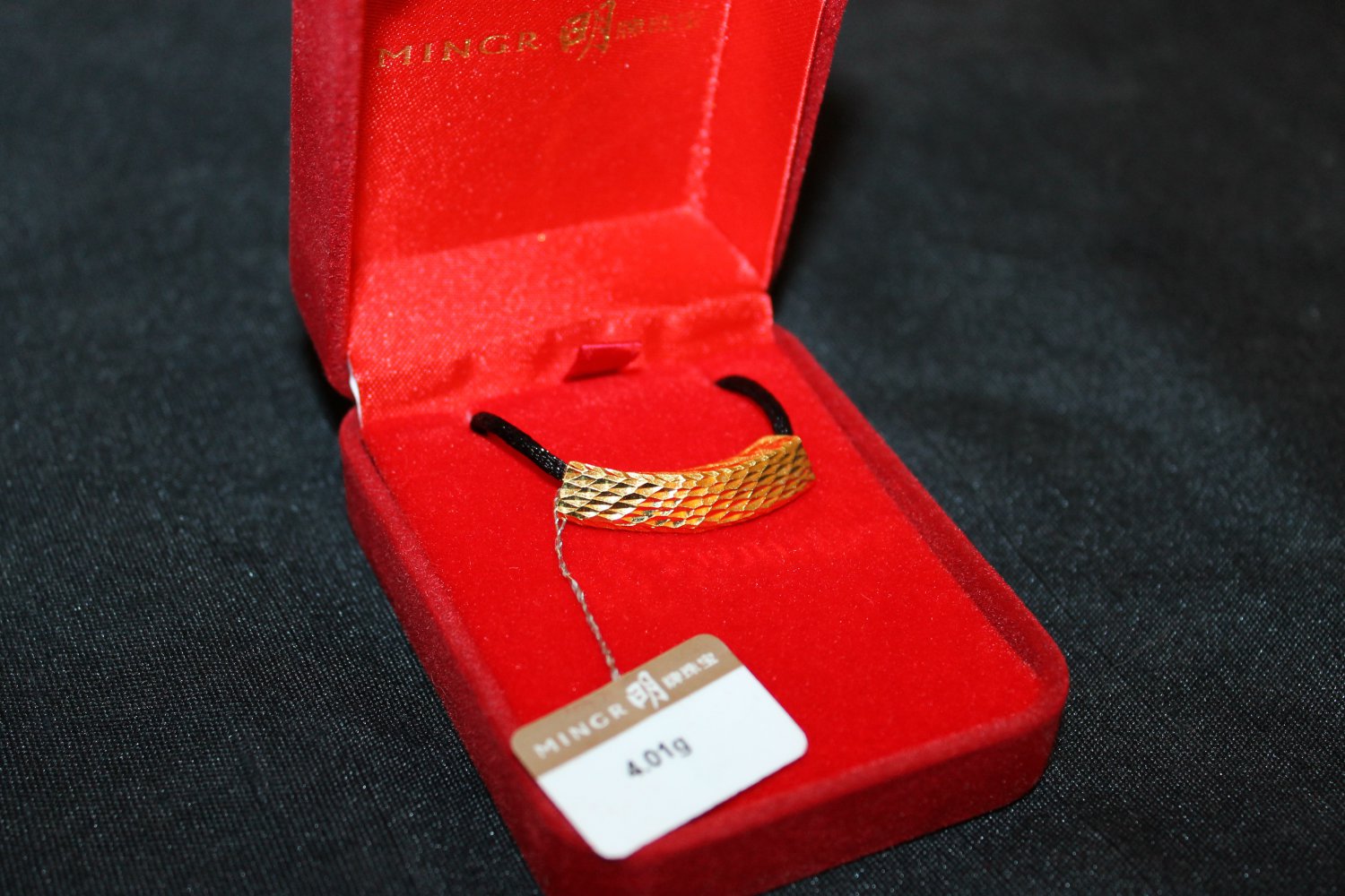 BRAND NEW 24k 24 k Pure Gold 999.9% gold Slide Pendant from China silk ...
