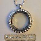 Medium silver CZ floating charm locket