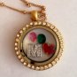 Medium brushed gold CZ locket with necklace