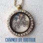 Large brushed gold CZ locket with necklace