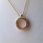 Large brushed gold CZ locket with necklace