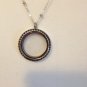 Silver Living Locket with Black Crystals and chain