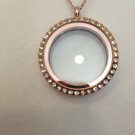 Rose Gold CZ Living Life Locket with chain