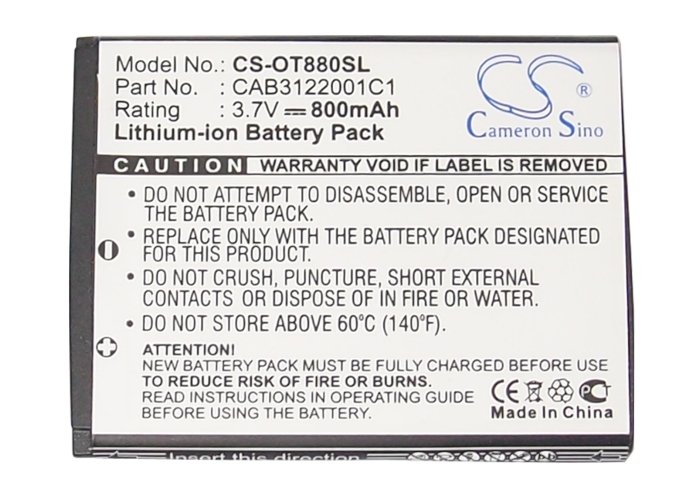 BATTERY ALCATEL CAB3120000C1 CAB3122001C1 FOR One Touch XTRA OT-888D OT-905