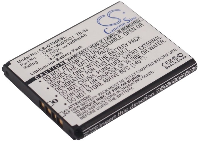 BATTERY ALCATEL CAB31K0000C1 BY74 TB-5J FOR One Touch 906 OT-906