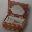New Small Oak Finish Jewelry Box Heart Shape Etched Glass Top NIB