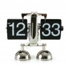 Retro Modern Scale Auto Flip Metal Dual Stand Desk Table Clock Black