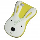 3D Cute Cartoon Rabbit Animal Silicone Case Cover Skin for iPhone 5 White+Yellow