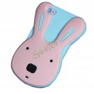 3D Cute Cartoon Rabbit Animal Silicone Case Cover Skin for iPhone 5 Pink+Blue