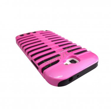 3D Microphone Combo Silicone PC Case Cover for Samsung Galaxy Note 2 N7100 Rose